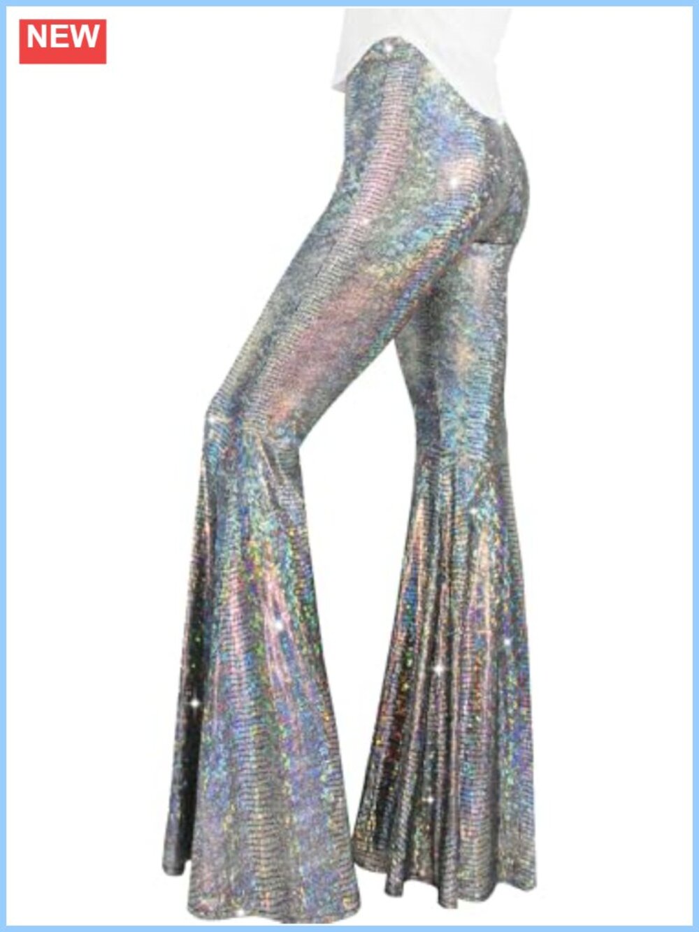 High Waisted Sequin Flare Pants Sparkly Bell Bottom Trousers Night Out Clubwear